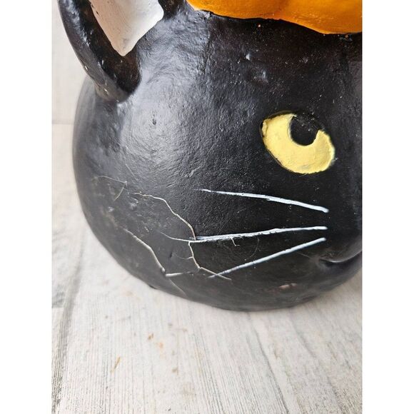 Halloween cat ghost candy bowl totem jack-o'-lantern pumpkin unique vintage deco - Picture 10 of 10